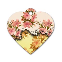 A Touch Of Vintage, Floral Design Dog Tag Heart (one Side) by FantasyWorld7