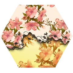 A Touch Of Vintage, Floral Design Wooden Puzzle Hexagon