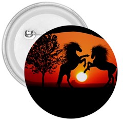 Sunset Horses Shadow 3  Buttons by Bajindul