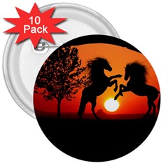 Sunset Horses Shadow 3  Buttons (10 Pack)  by Bajindul