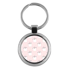 Pattern Pink Cute Sweet Fur Cats Key Chain (round)