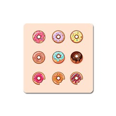 Donut Sweets Baking Food Tasty Square Magnet by Pakrebo