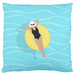 Lady In The Pool Large Flano Cushion Case (two Sides) by Valentinaart