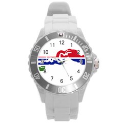 Gambia Flag Map Geography Outline Round Plastic Sport Watch (l) by Sapixe