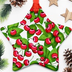 Cherry Leaf Fruit Summer Star Ornament (two Sides) by Mariart