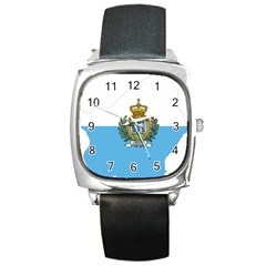 San Marino Country Europe Flag Square Metal Watch