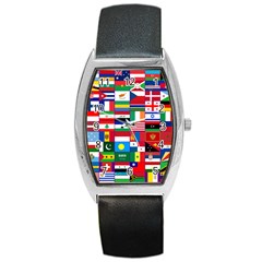 Flags Countries International Barrel Style Metal Watch by Sapixe