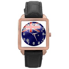 Australia Flag Country National Rose Gold Leather Watch  by Sapixe