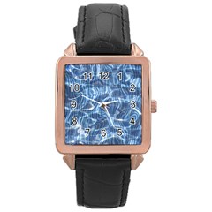 Abstract Blue Diving Fresh Rose Gold Leather Watch 