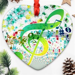 Circle Music Pattern Heart Ornament (two Sides)