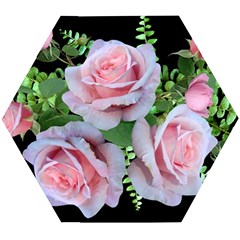 Roses Flowers Ferns Arrangement Wooden Puzzle Hexagon by Pakrebo