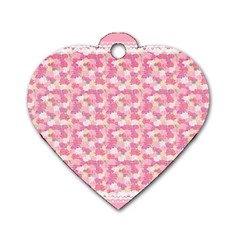 Peony Pattern Pink Scrapbooking Dog Tag Heart (two Sides)