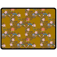 Textile Flowers Pattern Fleece Blanket (large) 