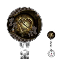 Wonderful Elegant Steampunk Heart, Beautiful Clockwork Stainless Steel Nurses Watch by FantasyWorld7