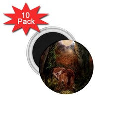 Awesome Wolf In The Darkness Of The Night 1 75  Magnets (10 Pack)  by FantasyWorld7