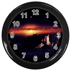 Space Star Galaxies Universe Wall Clock (black) by Simbadda