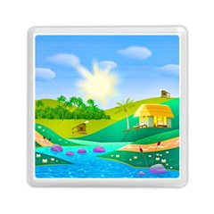 Tropical Resort Huts Lake River Memory Card Reader (square) by Simbadda