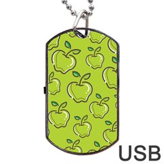 Fruit Apple Green Dog Tag Usb Flash (one Side)