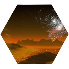 Galaxy Galaxies Bump Together Lava Wooden Puzzle Hexagon