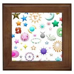 Shapes Stars Moon Sun Pattern Framed Tile by Simbadda