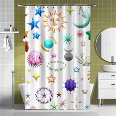 Shapes Stars Moon Sun Pattern Shower Curtain 48  X 72  (small)  by Simbadda