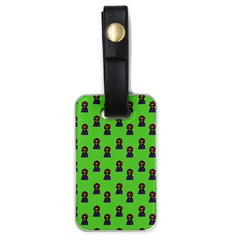 Nerdy 60s  Girl Pattern Green Luggage Tag (one Side) by snowwhitegirl