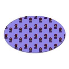 Nerdy 60s  Girl Pattern Purple Oval Magnet by snowwhitegirl