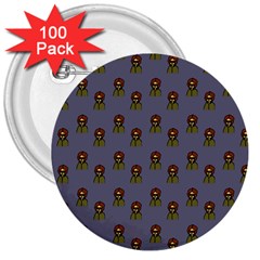 Nerdy 60s  Girl Pattern Light Grey 3  Buttons (100 Pack)  by snowwhitegirl