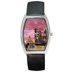 Planet Rocks City Base Fiction Barrel Style Metal Watch by Simbadda