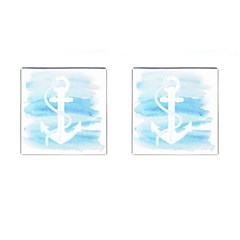 Anchor Watercolor Painting Blue Cufflinks (square) by Sudhe