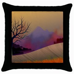 Landscape Illustration Nature Sky Throw Pillow Case (black)