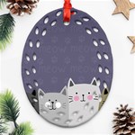 Cute Cats Oval Filigree Ornament (Two Sides) Front