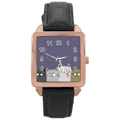 Cute Cats Rose Gold Leather Watch  by Valentinaart