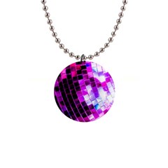 Purple Disco Ball 1  Button Necklace by essentialimage