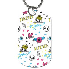 Emo Teens Doodle Seamless Dog Tag (one Side) by Vaneshart