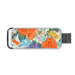 Vintage Floral Vector Seamless Pattern With Roses Portable Usb Flash (two Sides) by Vaneshart