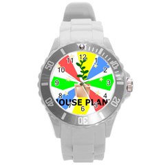 House Plant Round Plastic Sport Watch (l) by okhismakingart