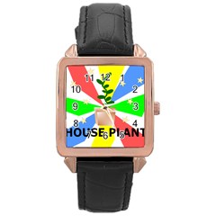 House Plant Rose Gold Leather Watch  by okhismakingart