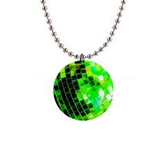 Green Disco Ball 1  Button Necklace by essentialimage