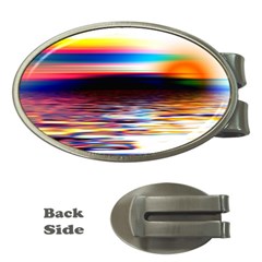 Lake Sea Water Wave Sunset Money Clips (oval) 