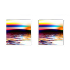 Lake Sea Water Wave Sunset Cufflinks (square)