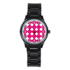 Backgrounds Pink Stainless Steel Round Watch by HermanTelo