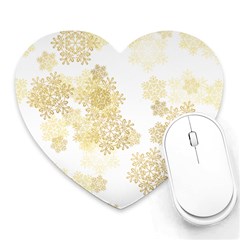 Christmas Gold Stars Snow Flakes  Heart Mousepads by Lullaby