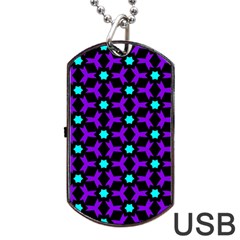 Textured Background Tile Pattern Dog Tag Usb Flash (two Sides) by Simbadda