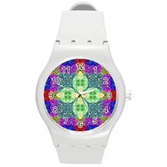 Flower Design Design Artistic Round Plastic Sport Watch (m)