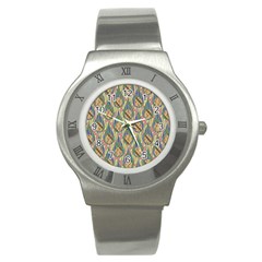 Tribal Background Boho Digital Paper Stainless Steel Watch by Simbadda