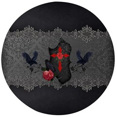 The Crows With Cross Wooden Bottle Opener (round) by FantasyWorld7