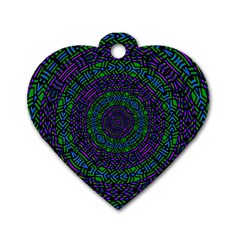 Texture Pattern Line Colorful Circle Art Background Design Decorative Symmetry Style Shape  Dog Tag Heart (one Side) by Vaneshart