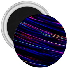 Nightlife Neon Techno Black Lamp Motion Green Street Dark Blurred Move Abstract Velocity Evening Tim 3  Magnets by Vaneshart