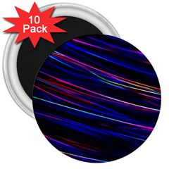 Nightlife Neon Techno Black Lamp Motion Green Street Dark Blurred Move Abstract Velocity Evening Tim 3  Magnets (10 Pack)  by Vaneshart